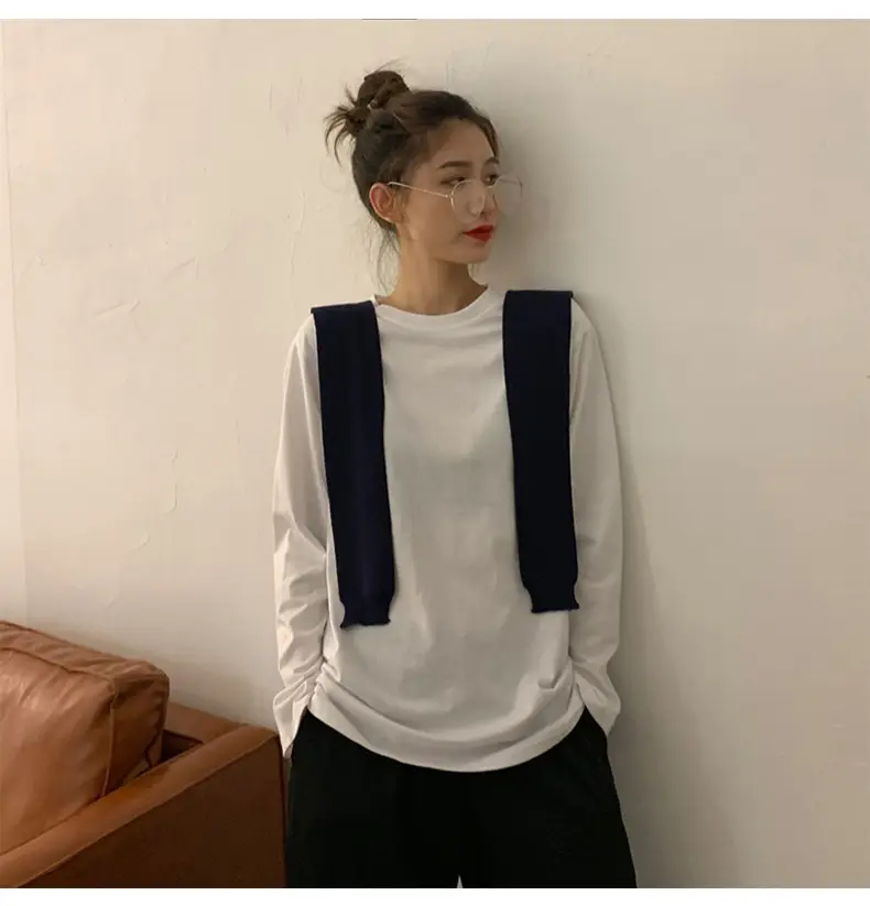 White Long Sleeve T-Shirt for Women Autumn 2025 — feature 10