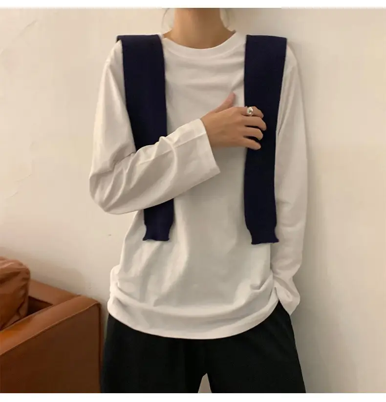 White Long Sleeve T-Shirt for Women Autumn 2025 — feature 8