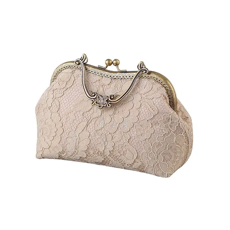 White Lace Crossbody Bag with Bronze Hardware - Image 5
