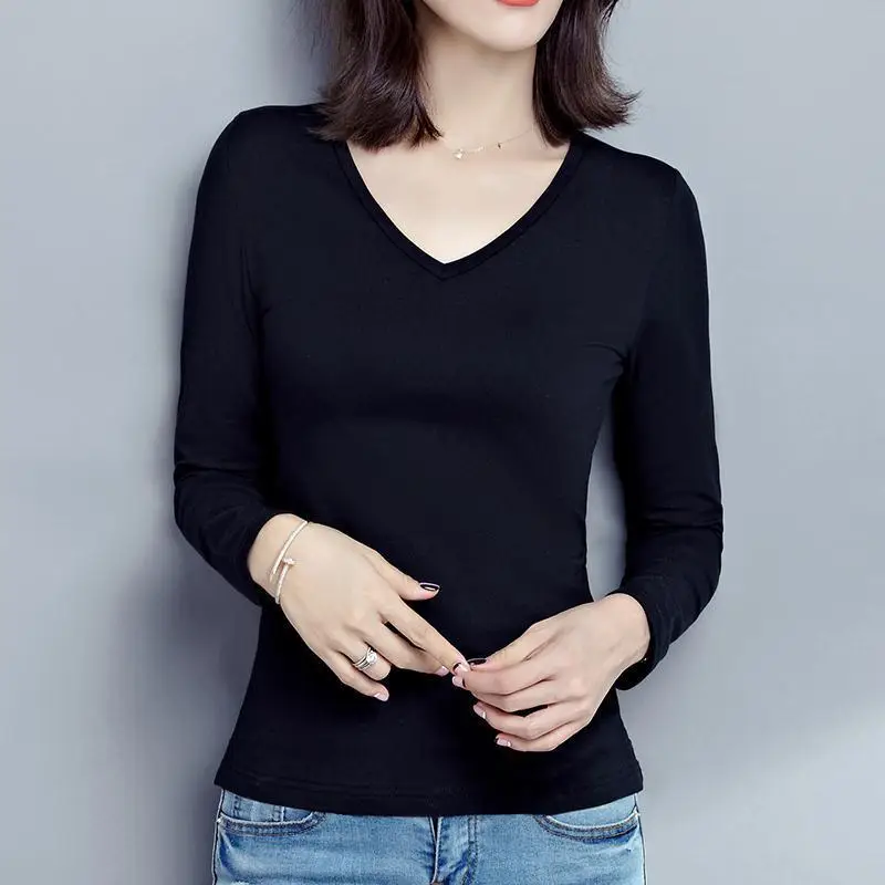 Women Fleece Lined Long Sleeve T-Shirt White — feature 14