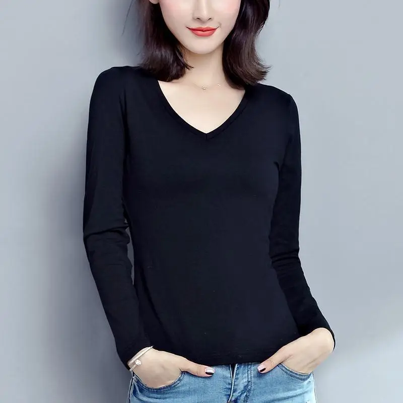 Women Fleece Lined Long Sleeve T-Shirt White — feature 15