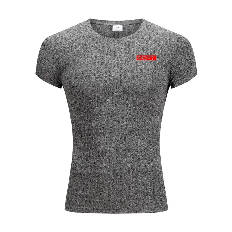 Men's Gray Muscle Sports Round Neck Slim Fit T-Shirt - Image 3