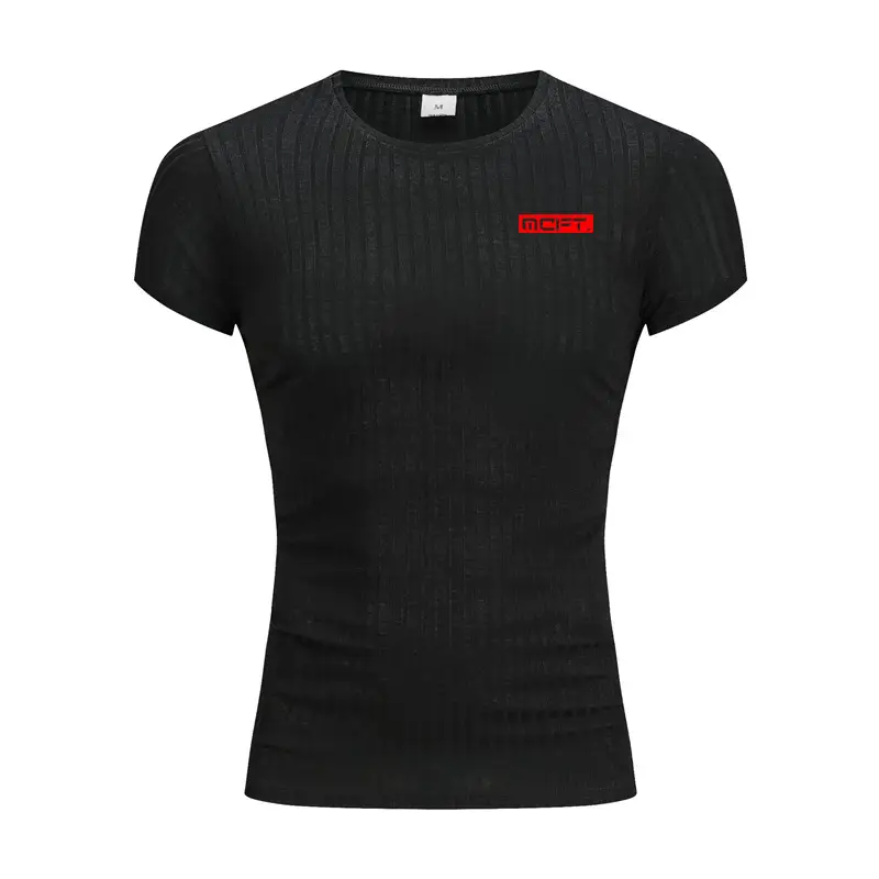 Men's Gray Muscle Sports Round Neck Slim Fit T-Shirt - Image 4