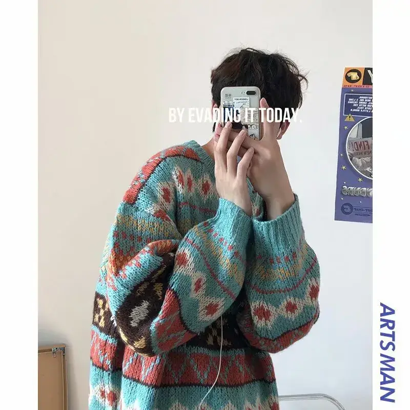 Men's Thickened Korean Style Sweater Winter Warm Loose Knit - Image 4