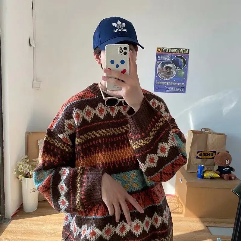 Men's Thickened Korean Style Sweater Winter Warm Loose Knit - Image 2