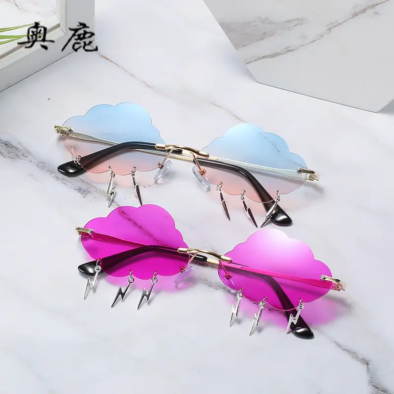 Women Cloud Sunglasses Yellow Irregular Frame - Image 9