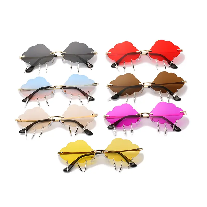 Women Cloud Sunglasses Yellow Irregular Frame - Image 12
