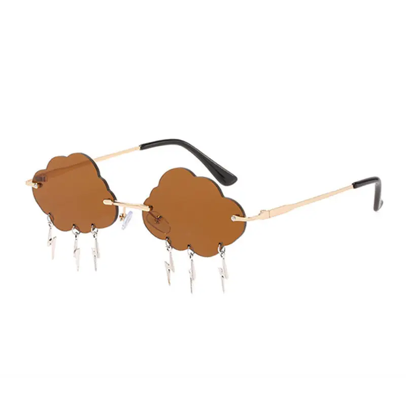 Women Cloud Sunglasses Yellow Irregular Frame - Image 3