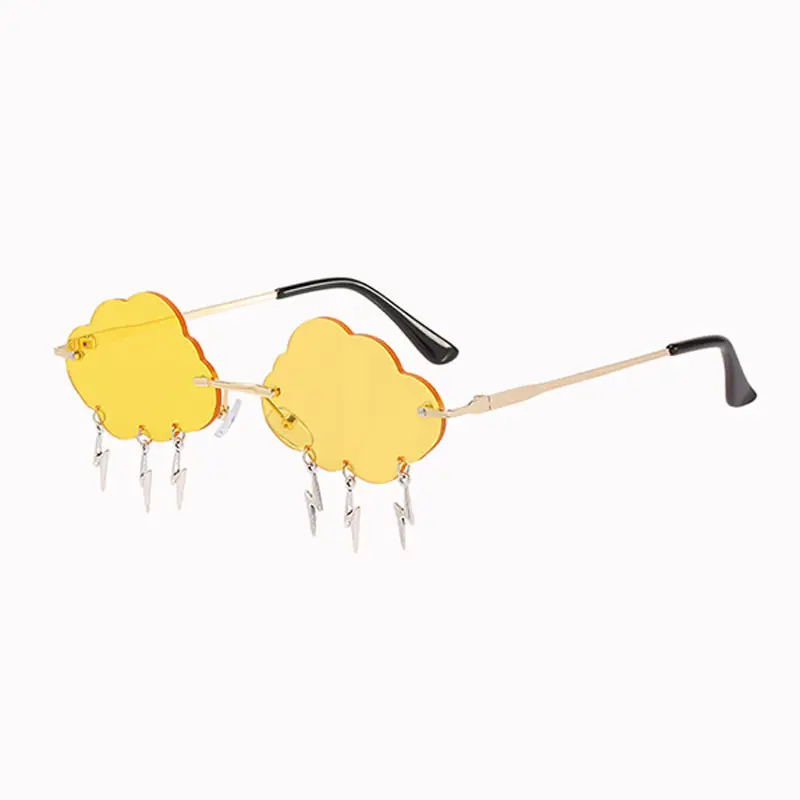 Women Cloud Sunglasses Yellow Irregular Frame - Image 4