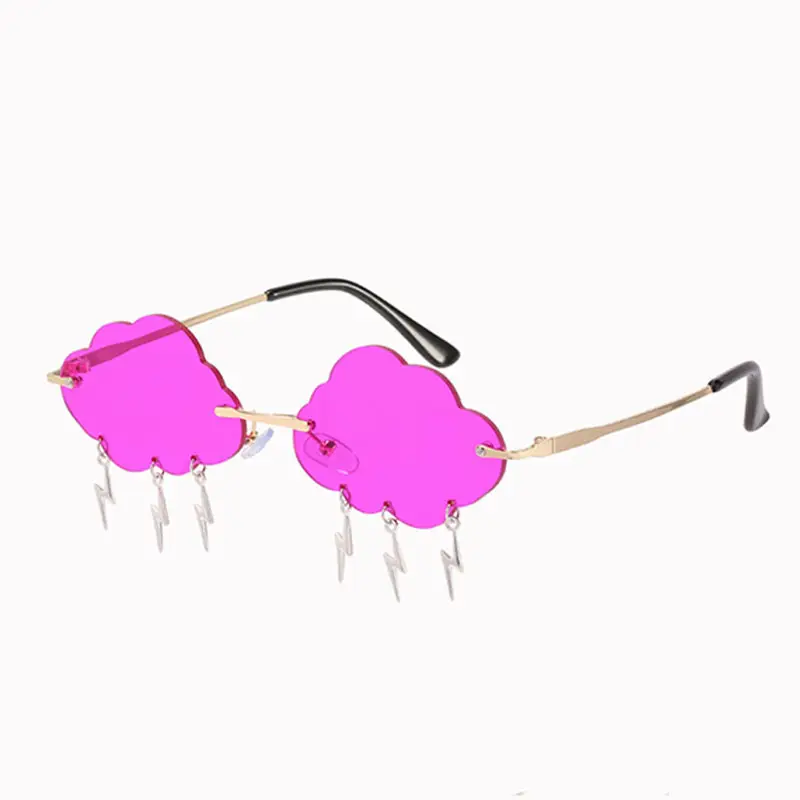 Women Cloud Sunglasses Yellow Irregular Frame - Image 5