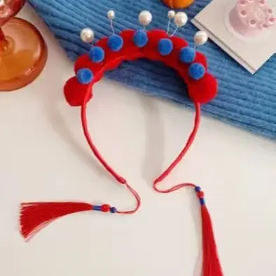 Chinese Hanfu Headband Red Spring Festival New Year Tassel