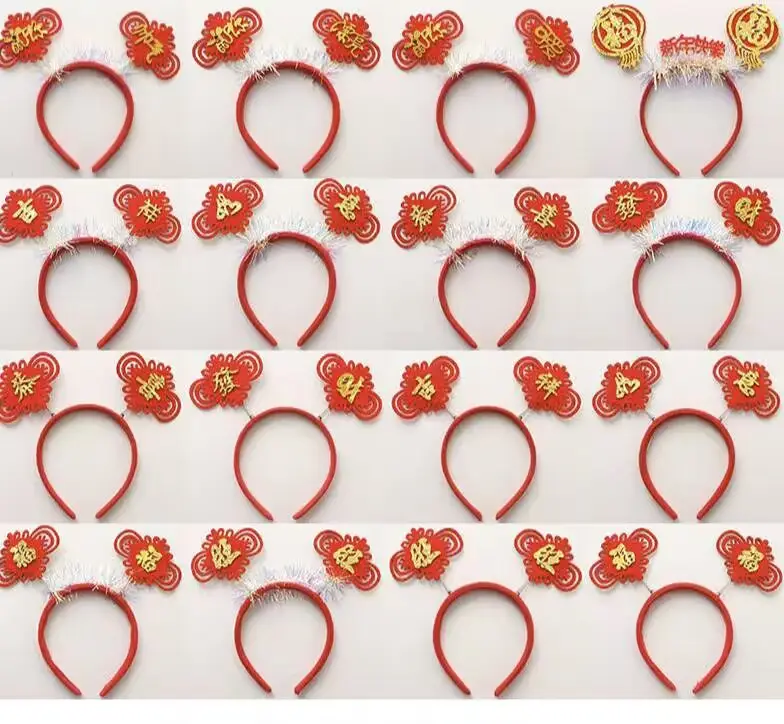 Chinese Hanfu Headband Red Spring Festival New Year Tassel