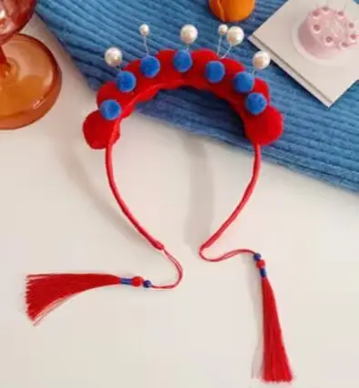 Chinese Hanfu Headband Red Spring Festival New Year Tassel