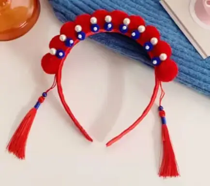 Chinese Hanfu Headband Red Spring Festival New Year Tassel