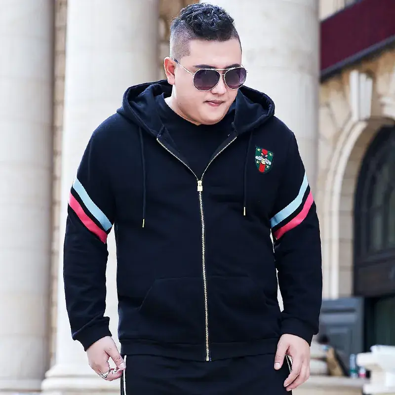 Plus Size Men Hooded Sweatshirt Black Red White - Image 5