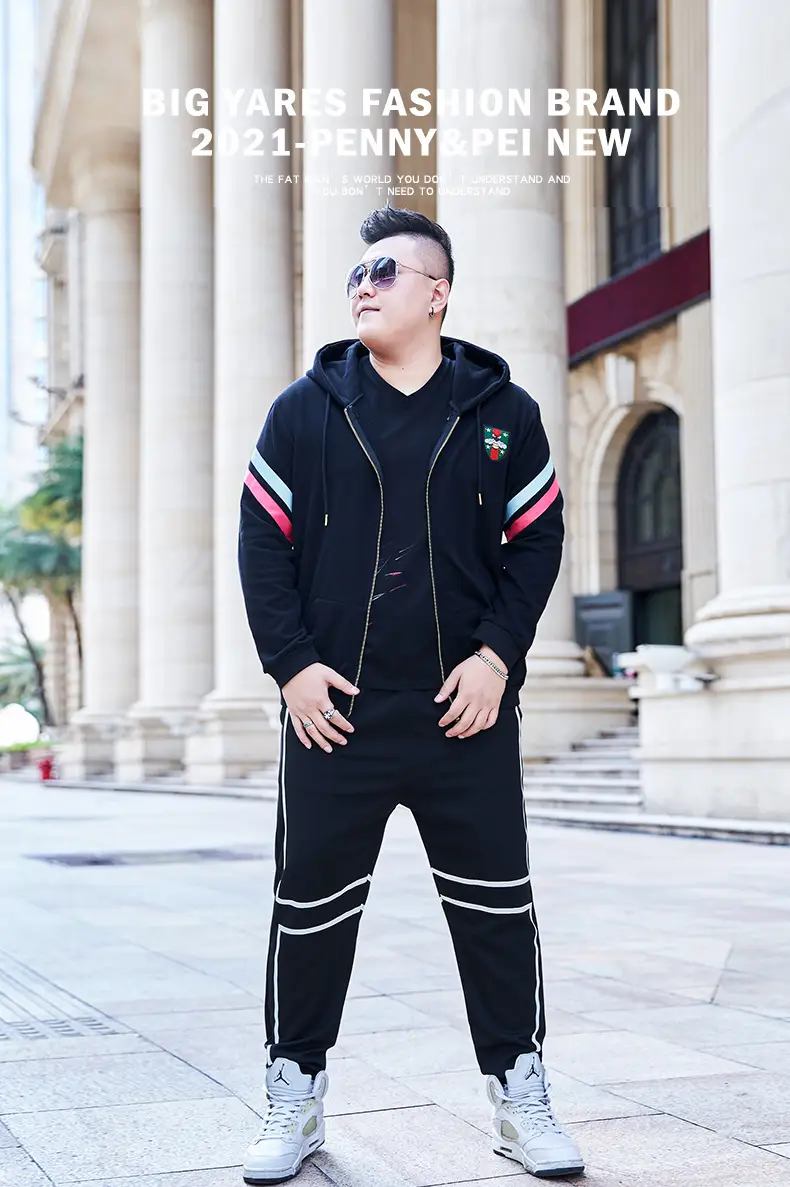 Plus Size Men Hooded Sweatshirt Black Red White — feature 1