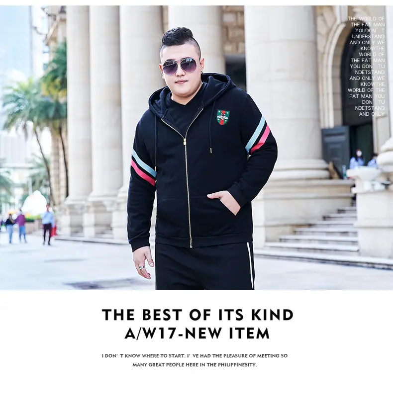 Plus Size Men Hooded Sweatshirt Black Red White — feature 10