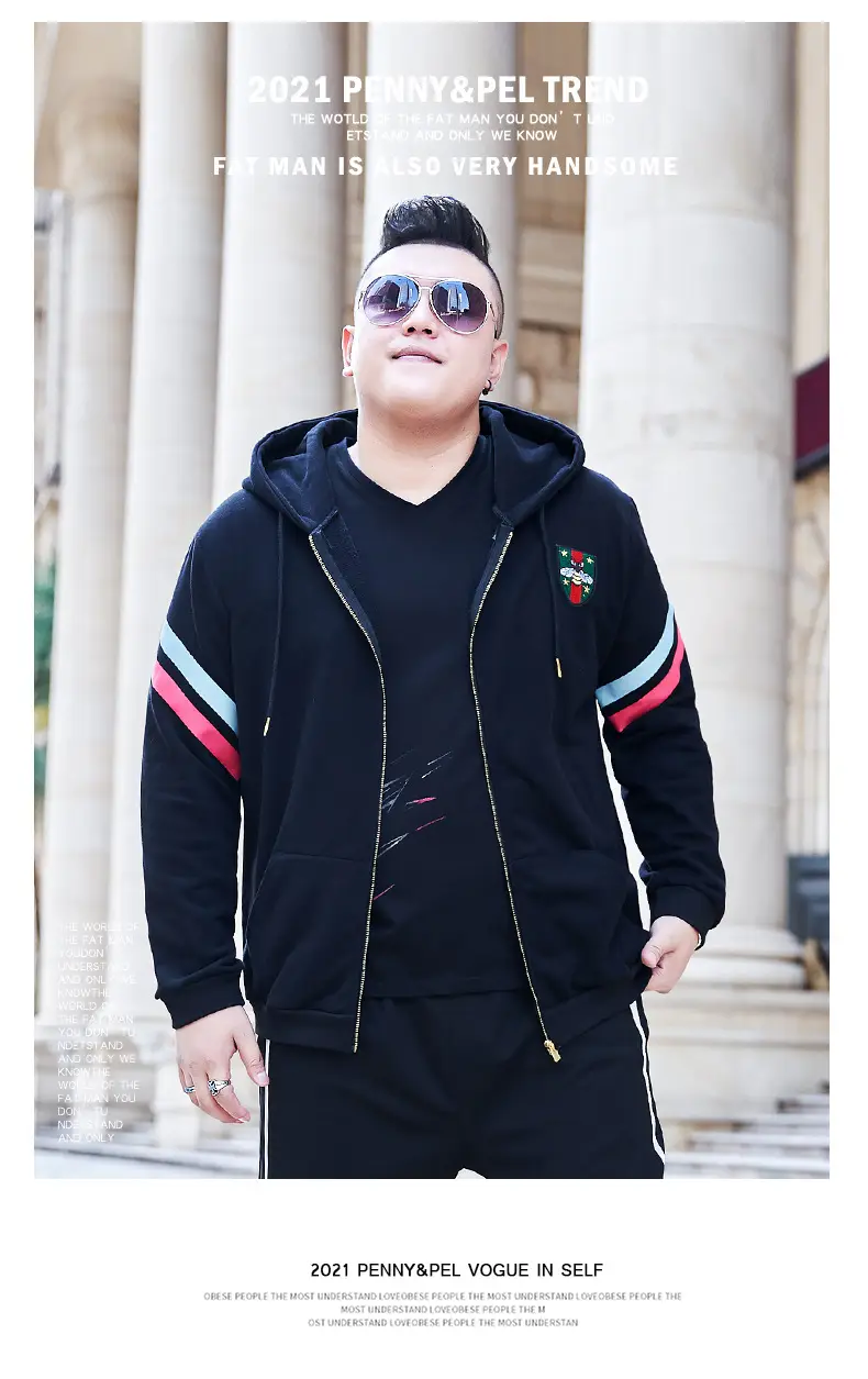 Plus Size Men Hooded Sweatshirt Black Red White — feature 6
