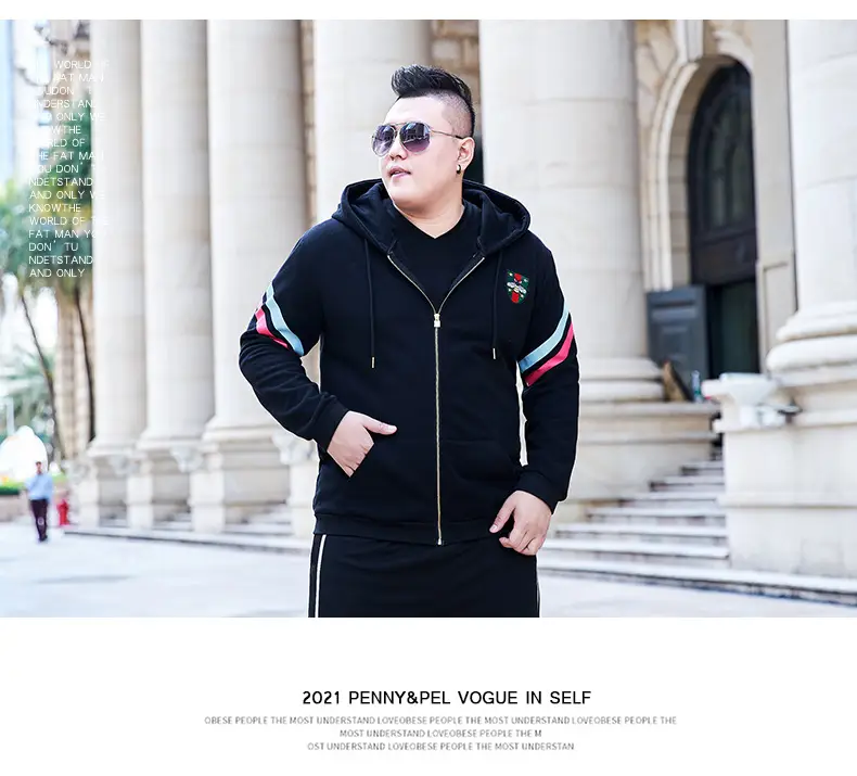 Plus Size Men Hooded Sweatshirt Black Red White — feature 7