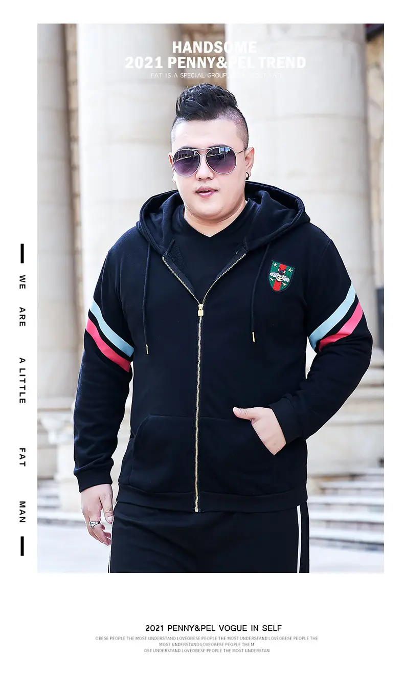 Plus Size Men Hooded Sweatshirt Black Red White — feature 9