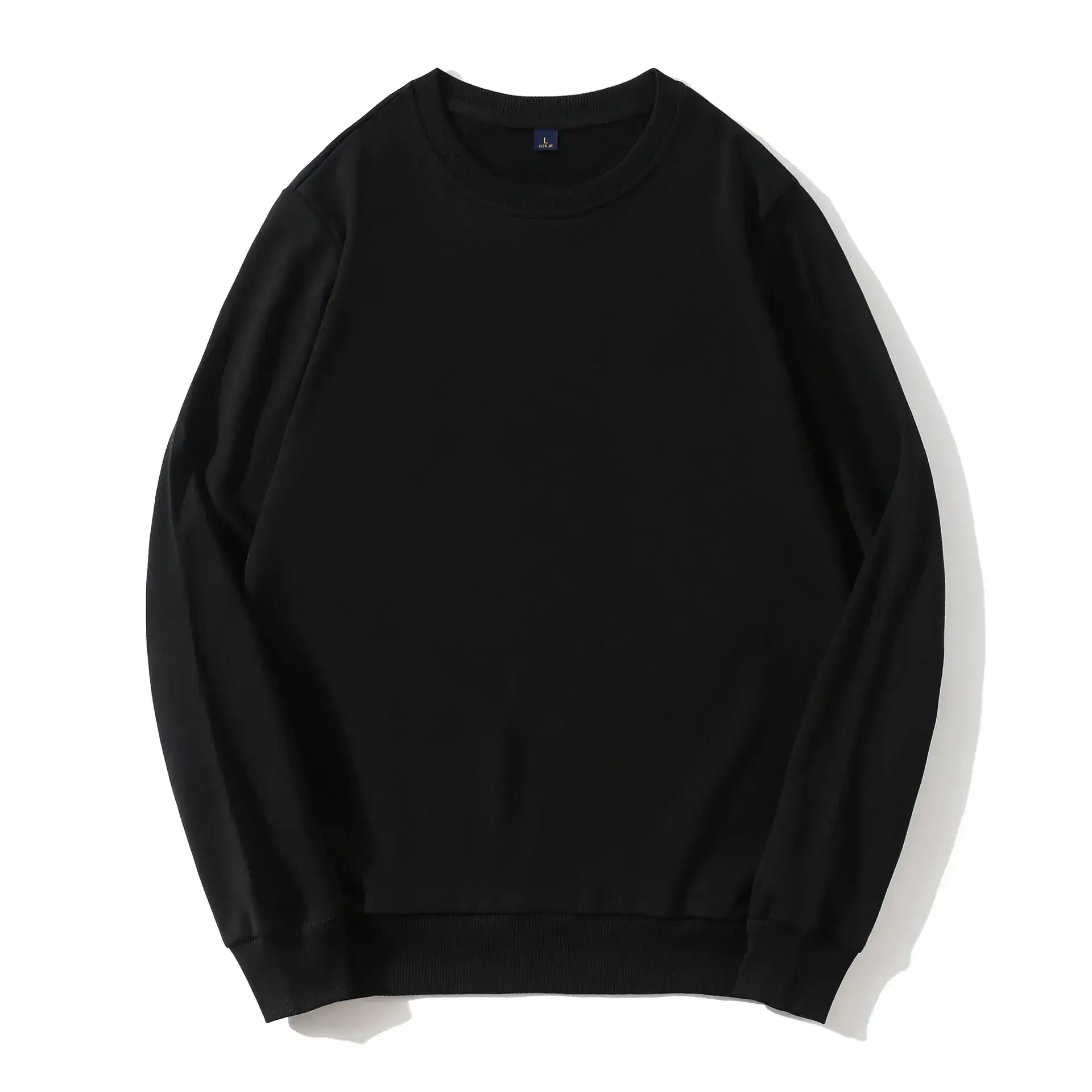 Men Black Heavy Terry Crewneck Sweatshirt