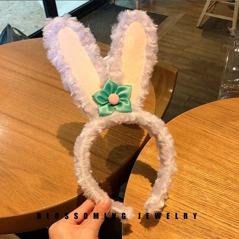Plush Bunny Headband with Star Dew Flower - Image 4