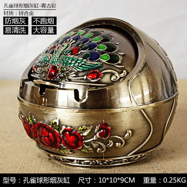 Peacock Ashtray Red Gold Multi Function Factory Price - Image 5