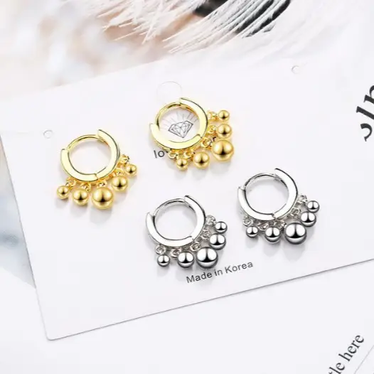 Autumn & Winter Earrings Small Retro Metal Ball Niche Hong Kong Style Elegant - Image 3