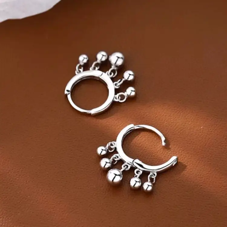 Autumn & Winter Earrings Small Retro Metal Ball Niche Hong Kong Style Elegant - Image 4