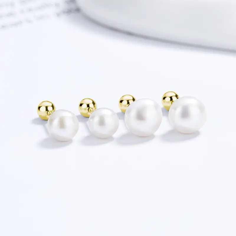 Women S925 Sterling Silver Pearl Screw Buckle Earrings - Image 2