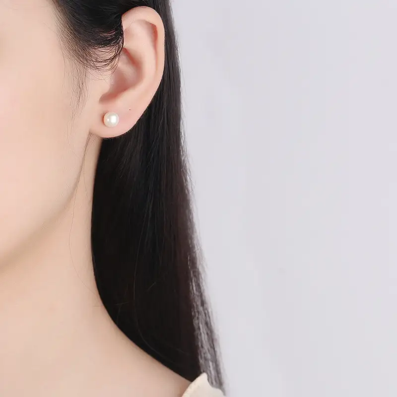 Women S925 Sterling Silver Pearl Screw Buckle Earrings - Image 4