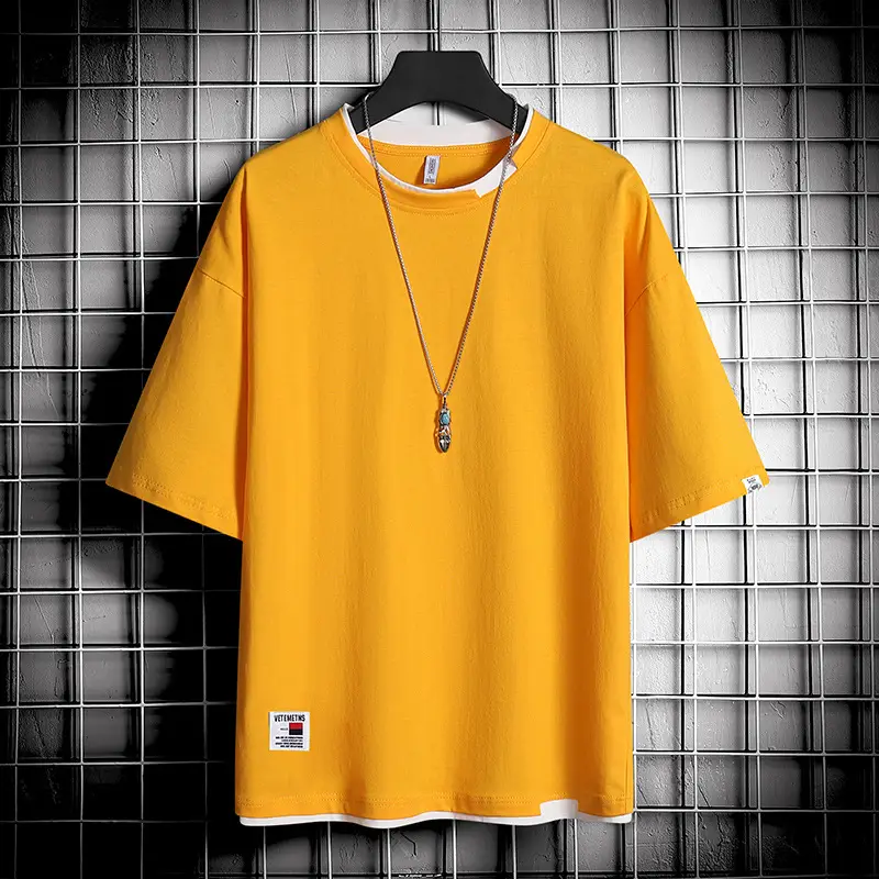 Men Black T-Shirt Hong Kong Style Loose Cool Round Neck - Image 3