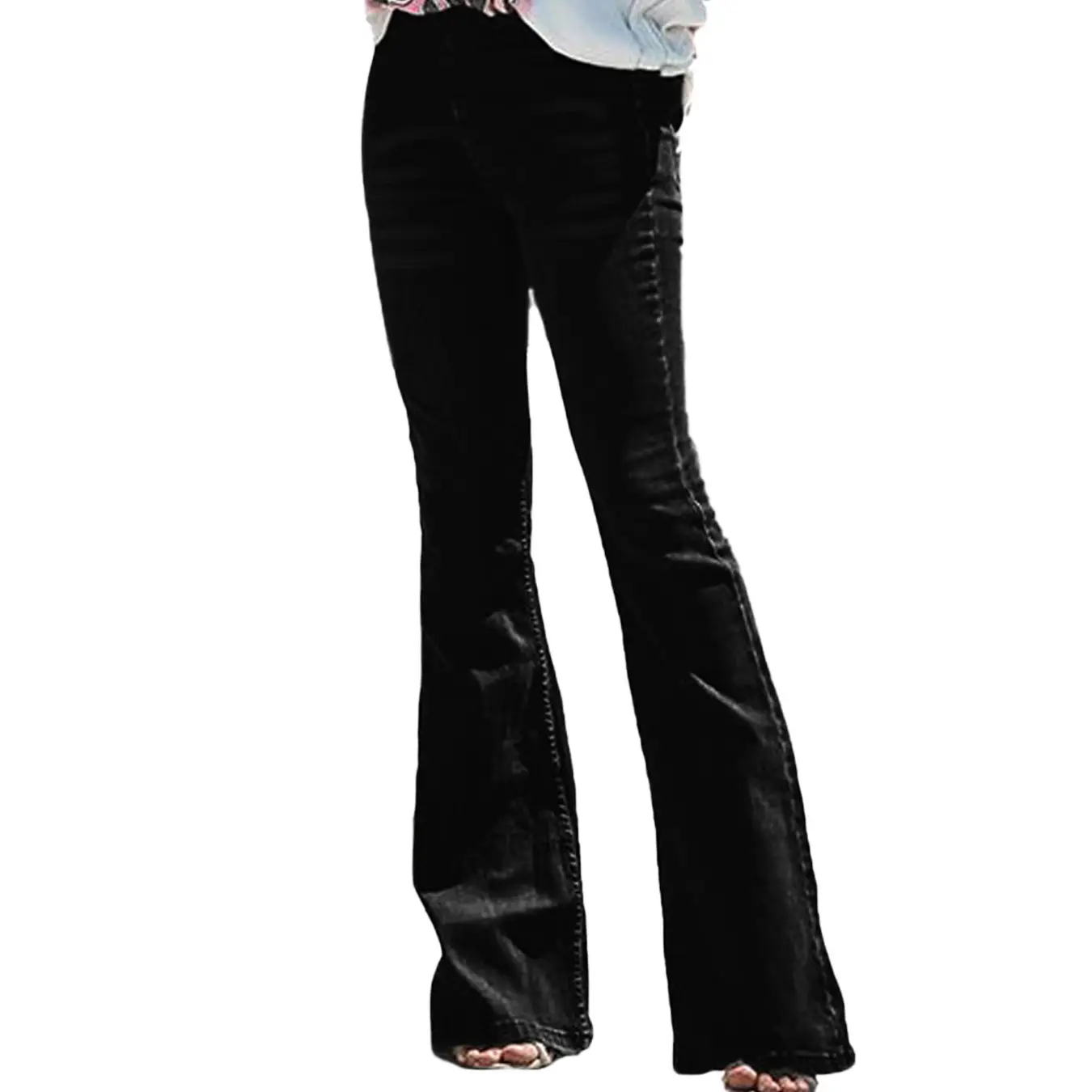 Black Flare Jeans High Waist Slim Fit Women - Image 5
