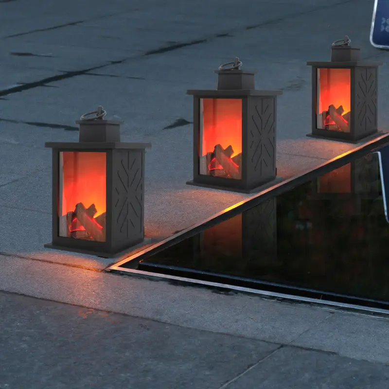 LED Fireplace Candlestick Lamp Small Black Outdoor Decor
