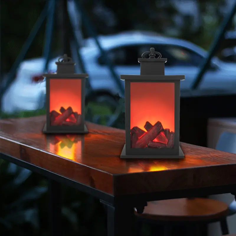 LED Fireplace Candlestick Lamp Small Black Outdoor Decor
