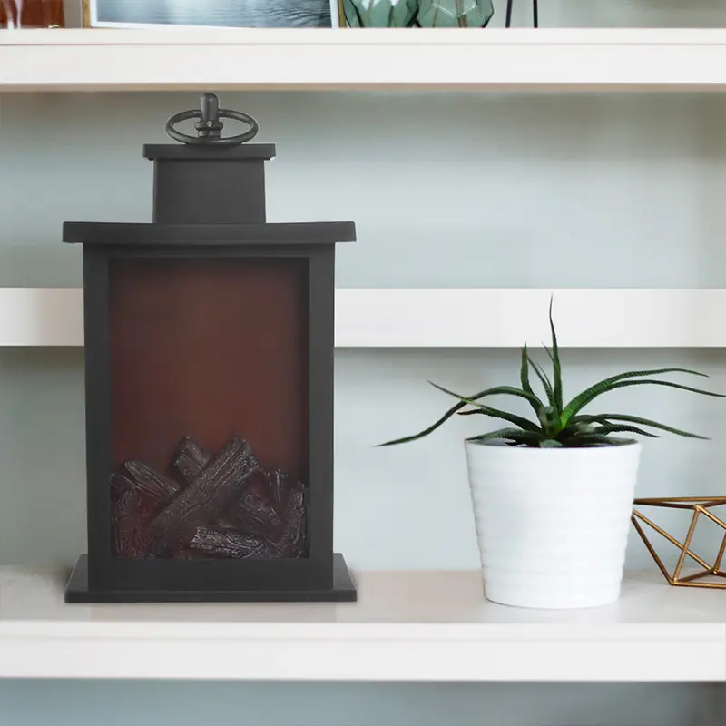 LED Fireplace Candlestick Lamp Small Black Outdoor Decor