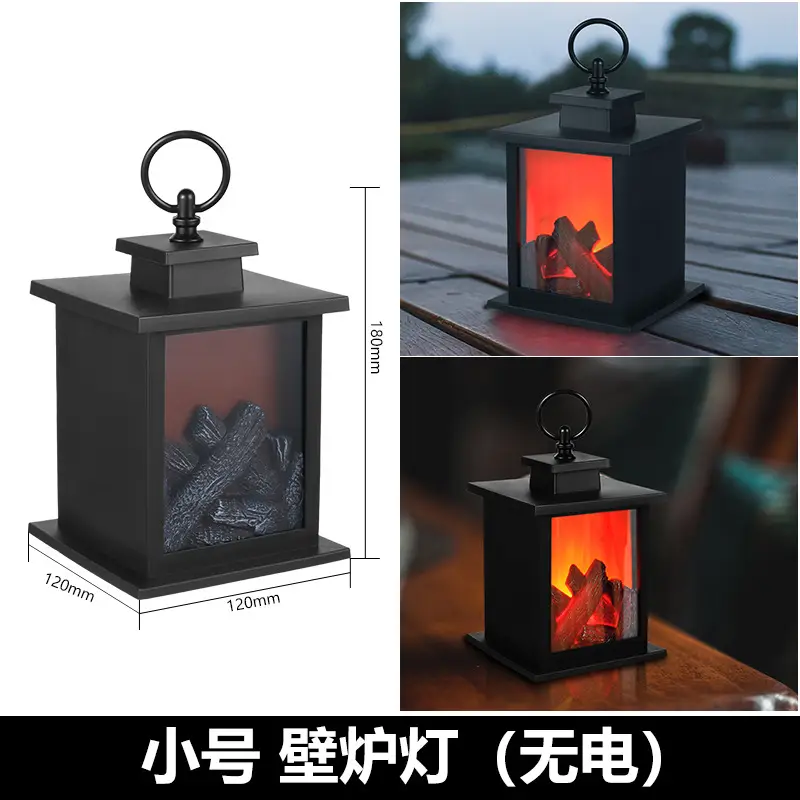LED Fireplace Candlestick Lamp Small Black Outdoor Decor