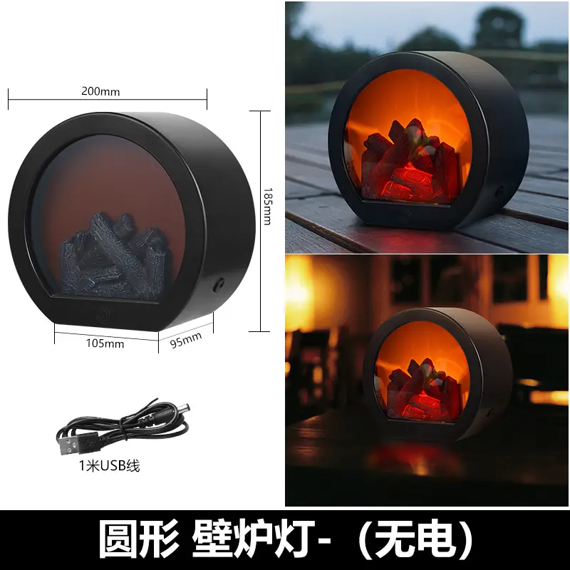 LED Fireplace Candlestick Lamp Small Black Outdoor Decor