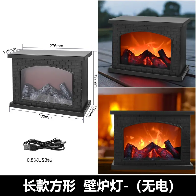 LED Fireplace Candlestick Lamp Small Black Outdoor Decor