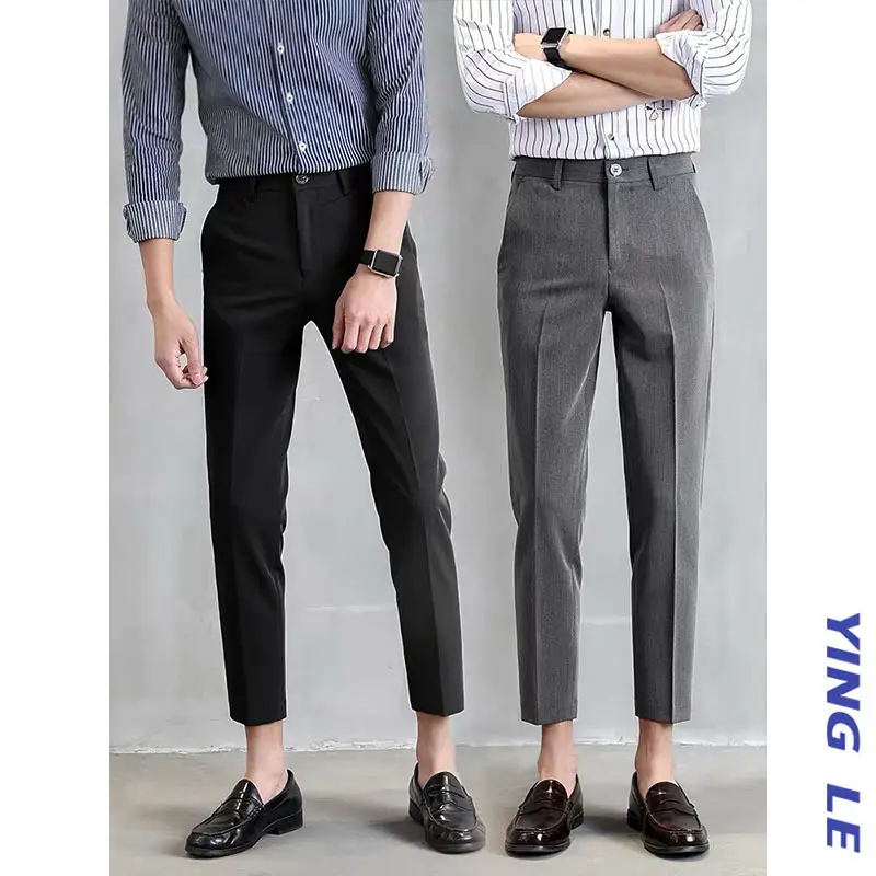Men Ankle-Length Slim Fit Casual Pants Set