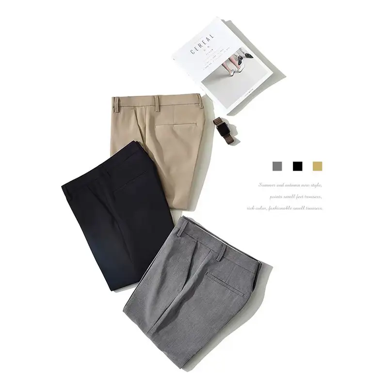 Men Ankle-Length Slim Fit Casual Pants Set
