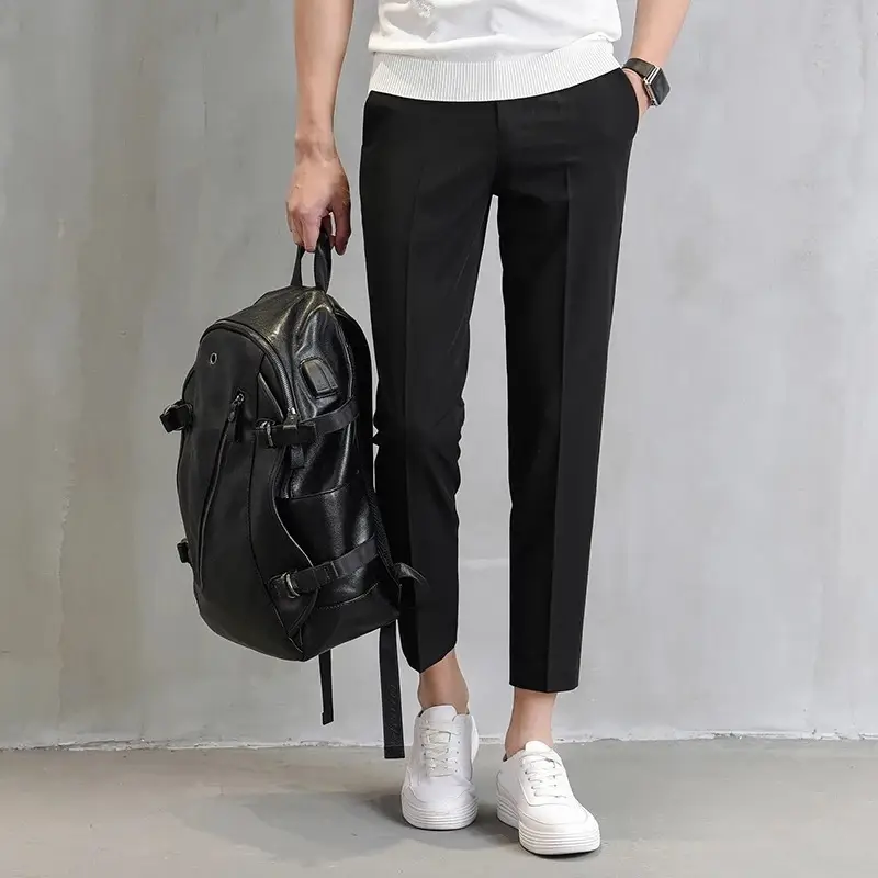 Men Ankle-Length Slim Fit Casual Pants Set