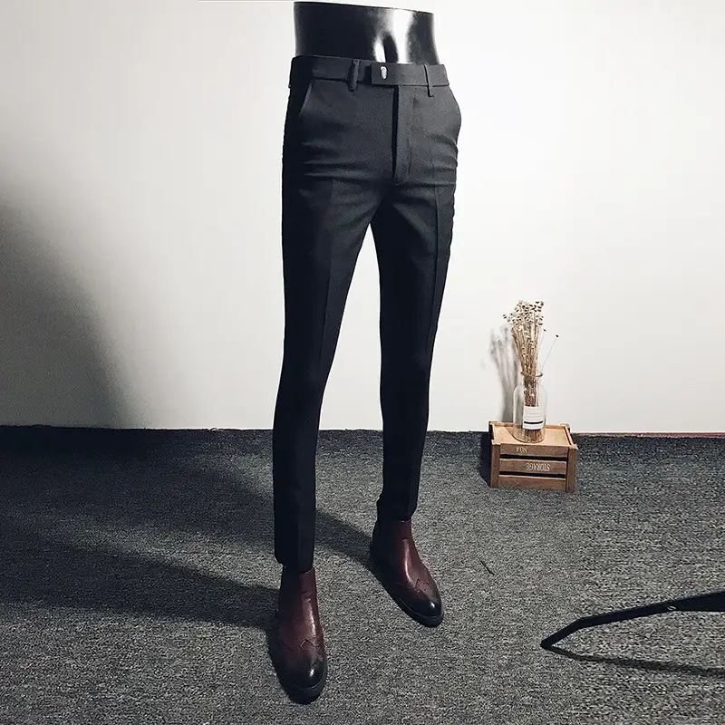 Men Korean Slim Fit Black Leg Pants Summer Business Wear - Image 6