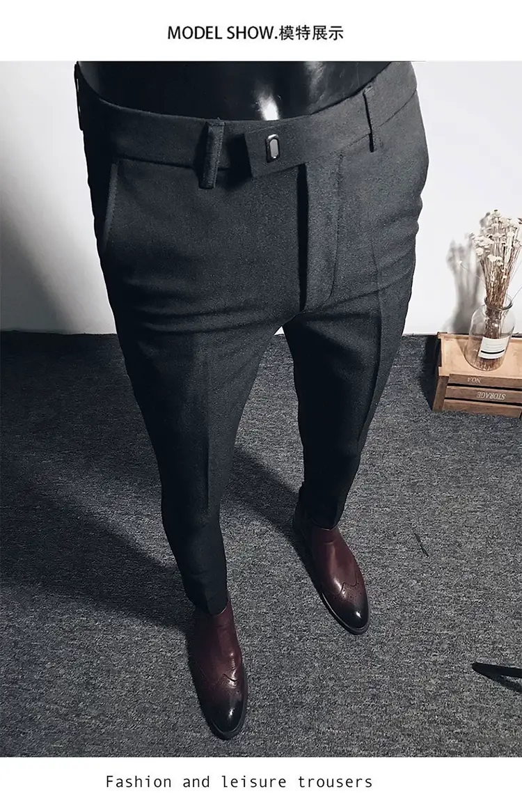 Men Korean Slim Fit Black Leg Pants Summer Business Wear — feature 6