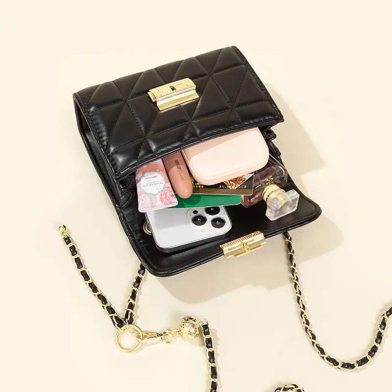 2024 Rhombus Chain Bags for Women White Black - Image 3