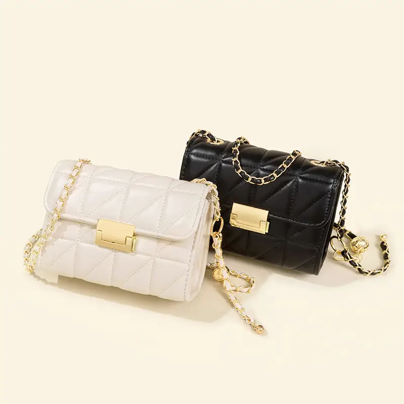 2024 Rhombus Chain Bags for Women White Black - Image 4