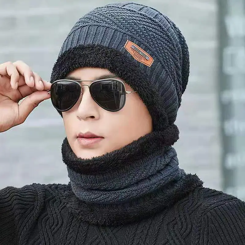 Men's Warm Dome Neck Hat with Fleece Lining Multi-Color