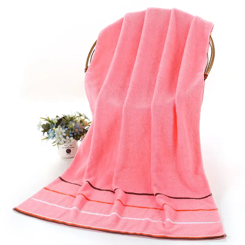 Factory Wholesale Adult Thickened Cotton Bath Towel Pink - Image 2