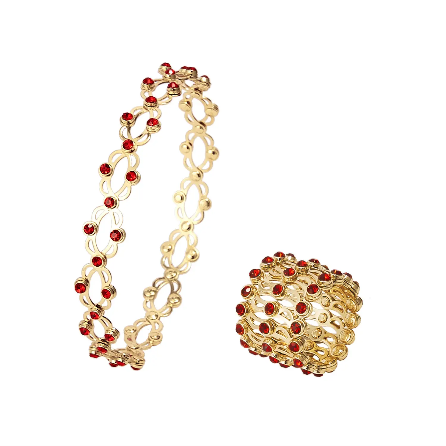 Gold Plated Telescopic Bracelet & Ring Set for Women - Image 14