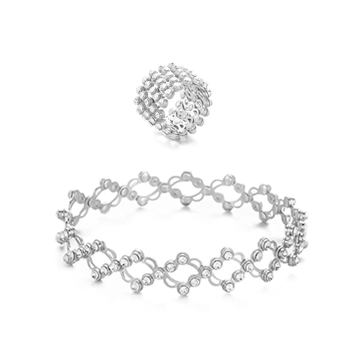 Gold Plated Telescopic Bracelet & Ring Set for Women - Image 9